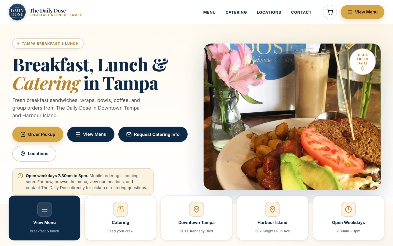 The Daily Dose Coffeehouse and Eatery website