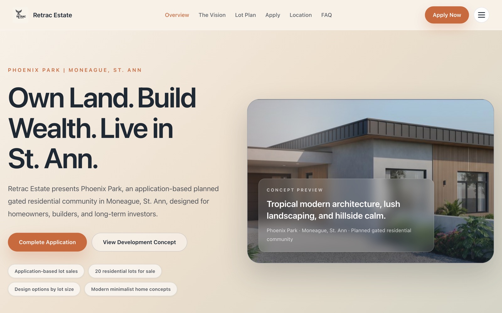 Retrac Estate website
